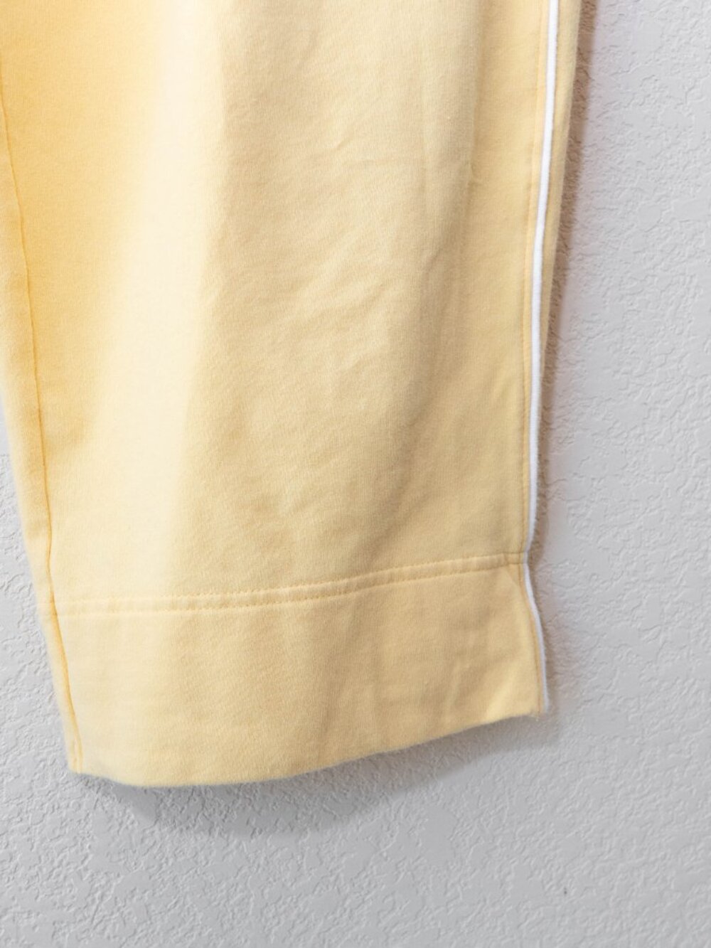 Bold Spirit Womens XL Yellow Cropped Pants Wide Leg White Stripe Casual Lounge - Picture 7 of 12